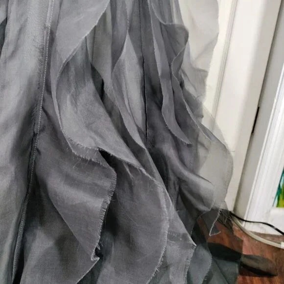 Luxury Whymisy Goth Rocker Glam Festival Mermaid Ruffle Long Gown Gray Womens S - Picture 7 of 14